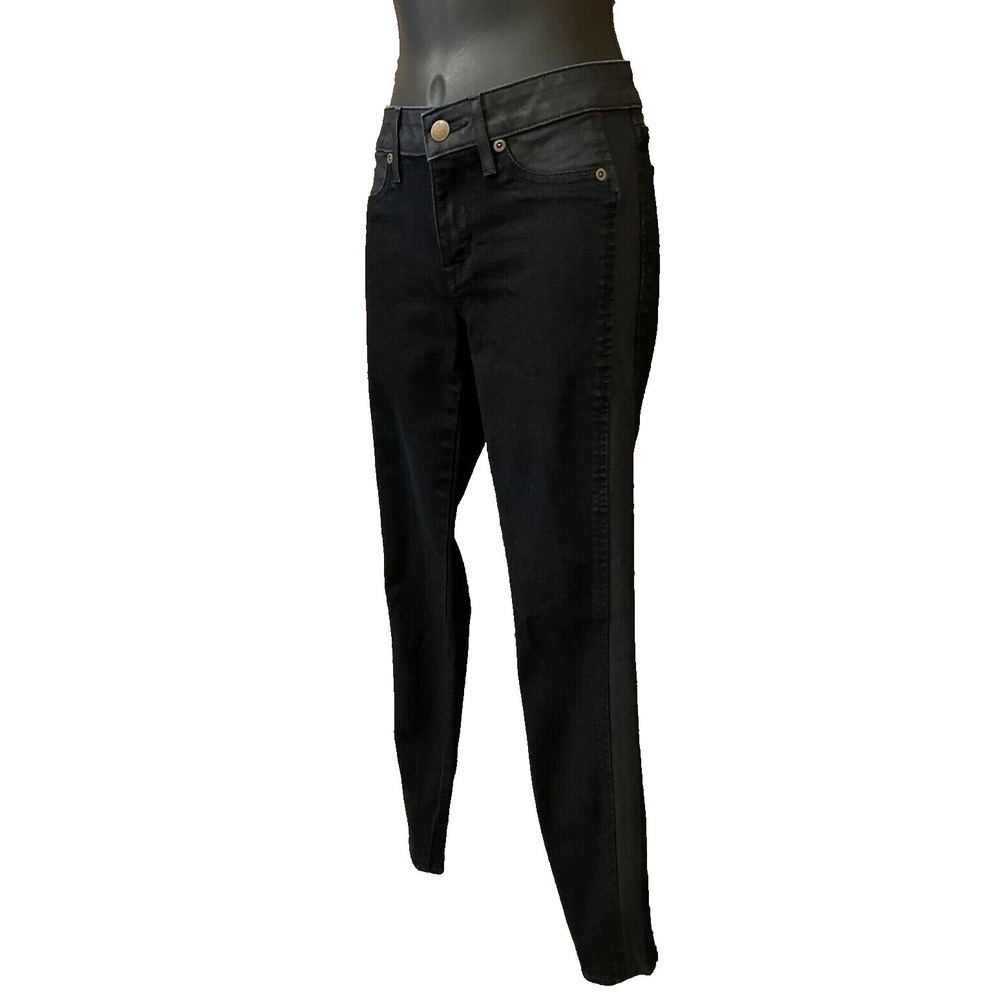 Cache Womens Low Rise Straight Leg Tuxedo Stripe Denim Jeans Size 0 Black Cotton - Picture 4 of 13